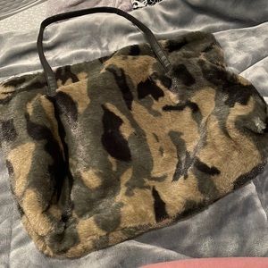fuzzy camo bag